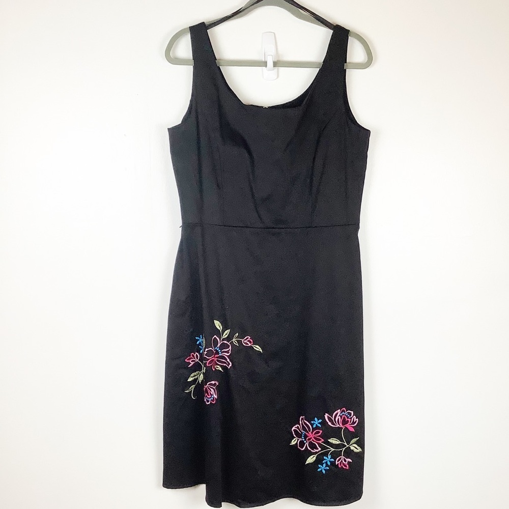 Melissa Harper Sleeveless Dress Embroidered Floral Women Size 12 Cotton‎ Blend